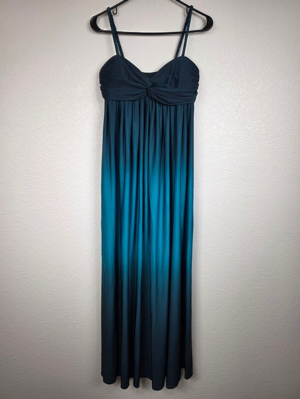 Y2K 90s Vintage Bisou Women's Maxi Dress Size 10 Blue Ombre